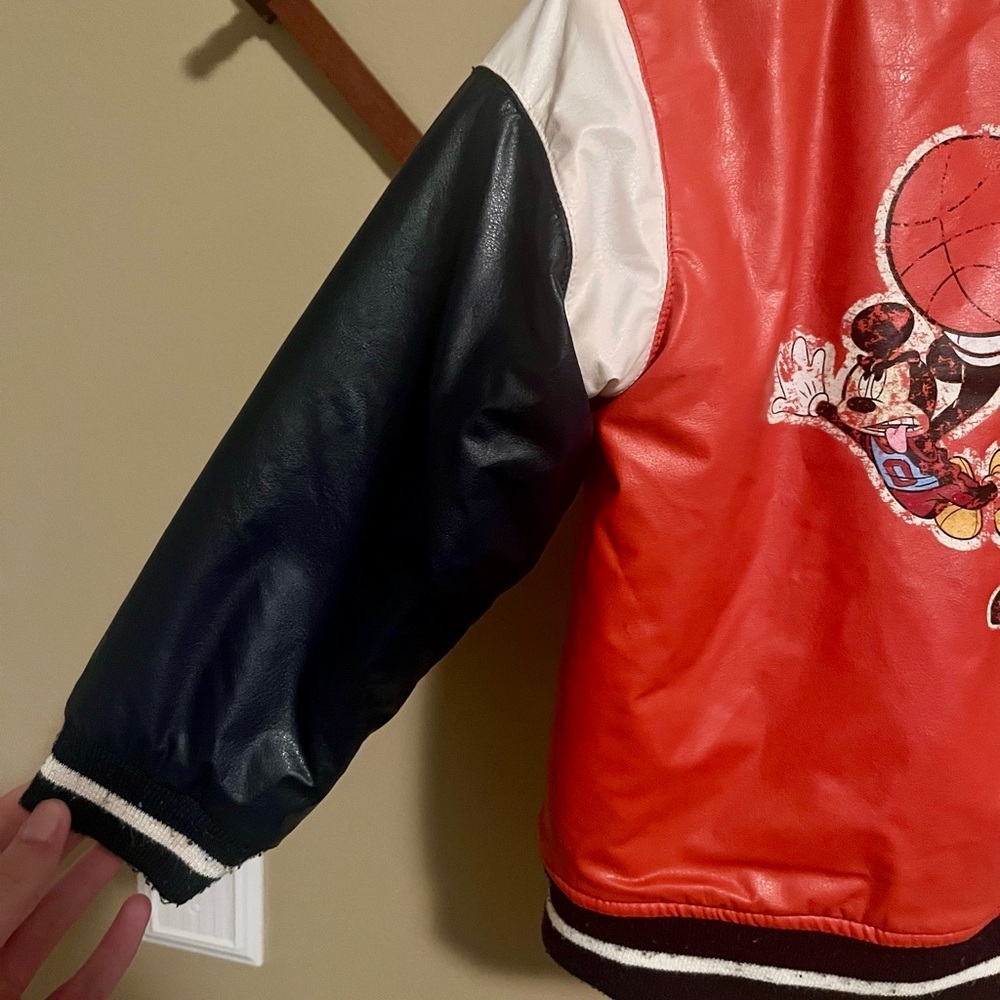 3T Vintage Mickey Mouse Orange and Black Varsity Jacket - Picture 6 of 8